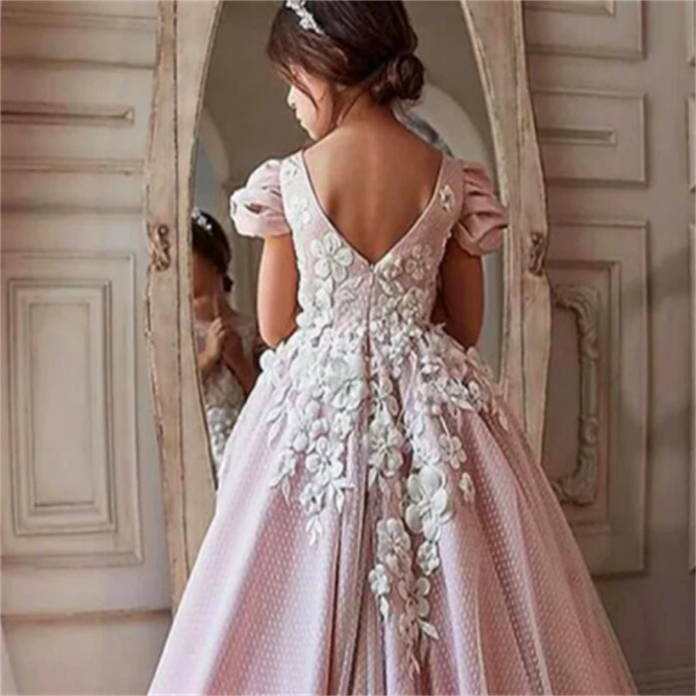 Exquisite Classical Decals Princess Flower Girl Dress Ball Beauty Pageant First Communion Kids Surprise Birthday Present