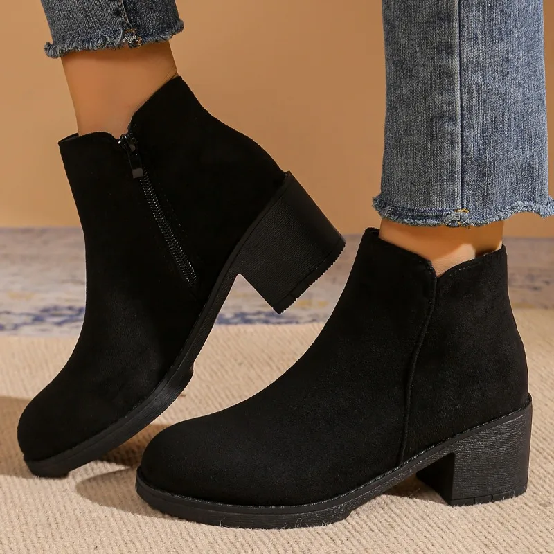 

2025 Ladies Best Seller Naked Boots Side Zipper Women's Boots Fashion Round Toe Modern Boots Women New Plus Size