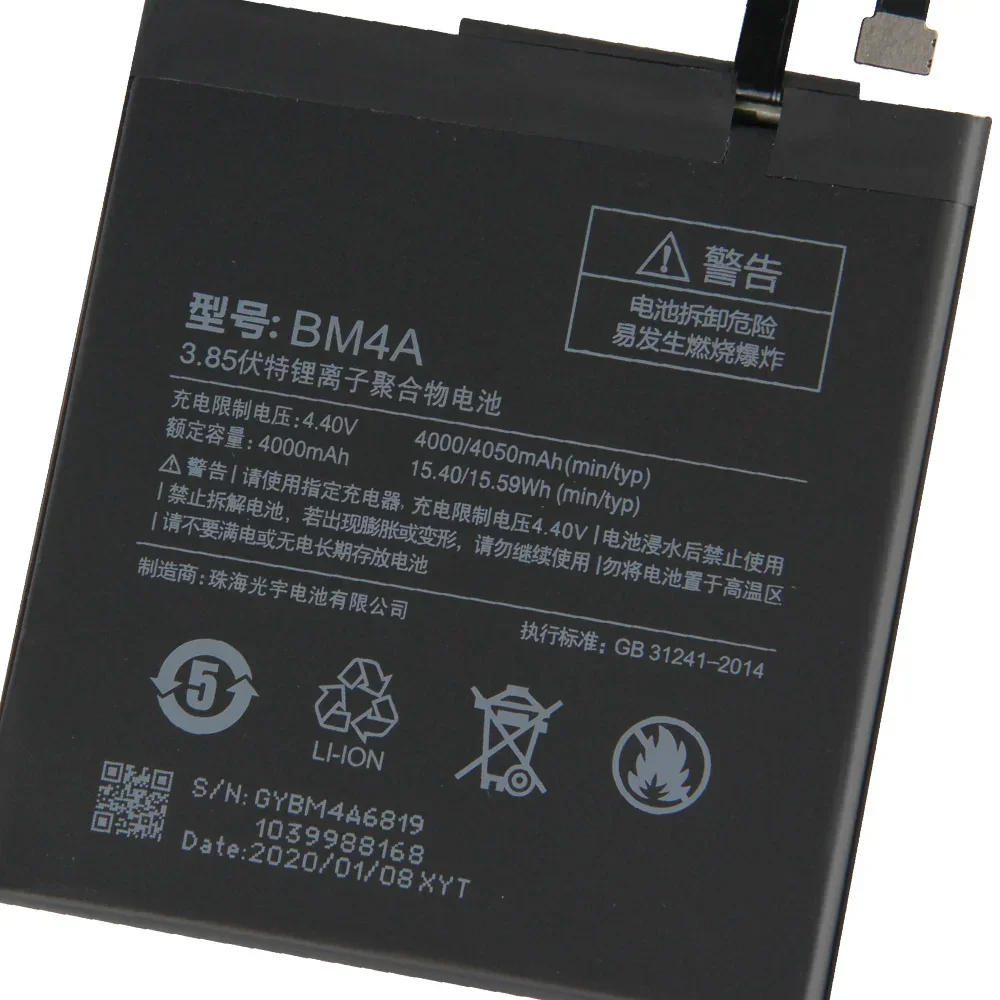 Production Date 2024 Replacement Battery BM4A For Xiaomi Mi Redmi Pro Redrice High Quality Phone Batteries 4050mAh Long Lifespan