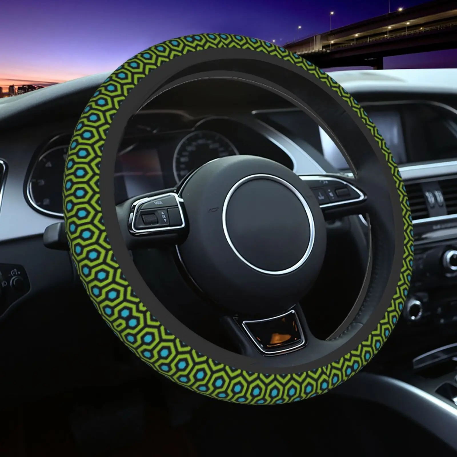 Shining Inspired Overlook Hotel Steering Wheel Cover Car Accessories 15 Inch Chloroprene Rubber Anti Slip and Sweat Absorbing