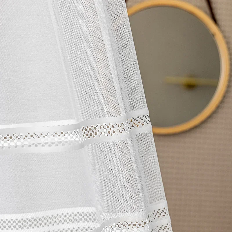 New Curtains for Living Dining Room Bedroom Modern Simple Warp Knitting Hollow Room Decor Window Curtain