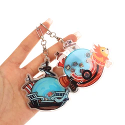 Acrylic Anime One Piece Shaking Keychain Cute Cartoon Thousand Sunny Going Merry Key Chain Relief Stress Toys Fan Gifts