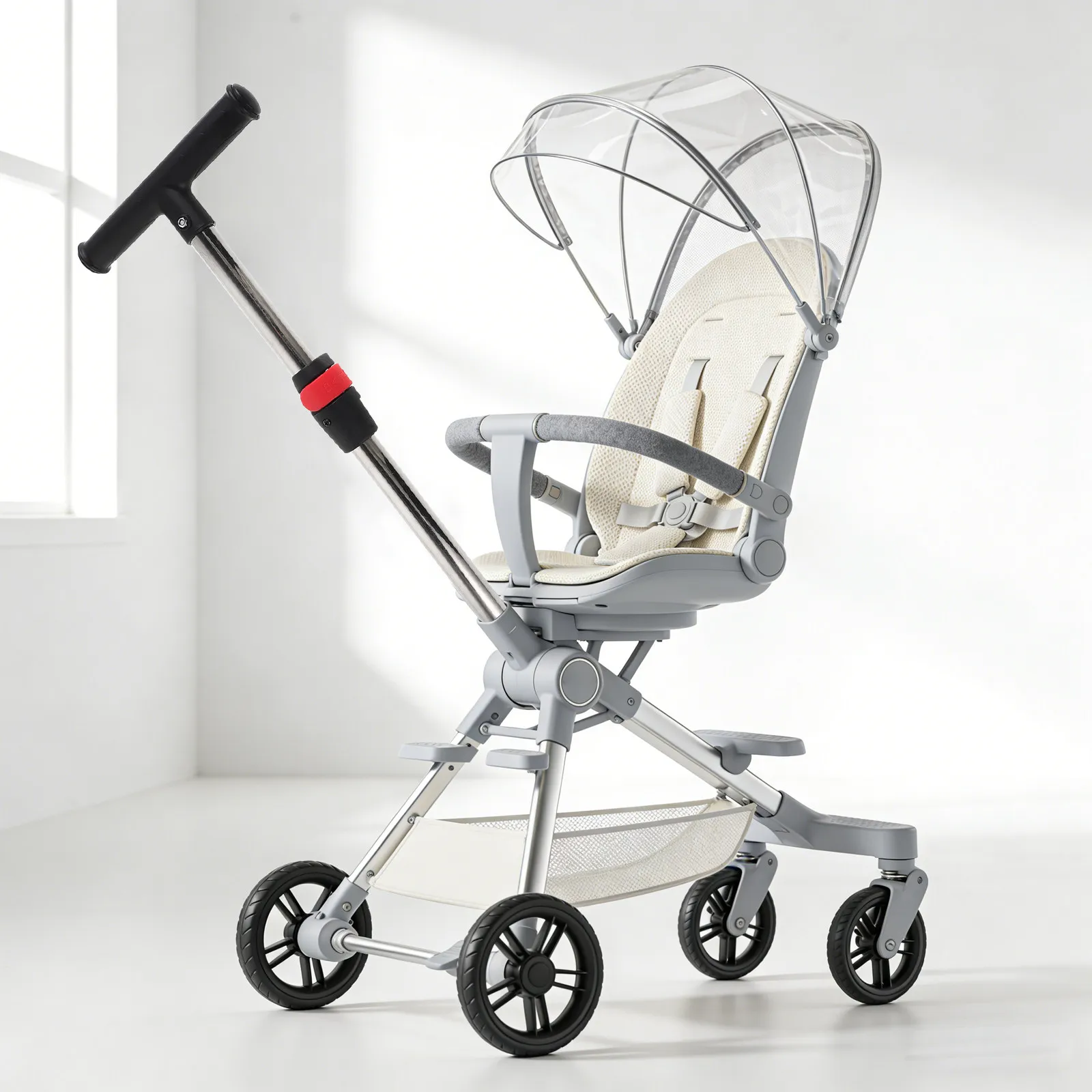 

Push Bar Handle Baby Stroller Replacement Ergonomic T Shape Handle Bar 24Mm Diameter Quick Release Easy Install Stroller