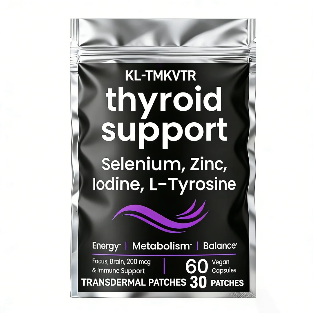 30 Patches Thyroid Support Transdermal Patches with Iodine Magnesium for Energy, Metabolism, Focus, Cortisol Balance