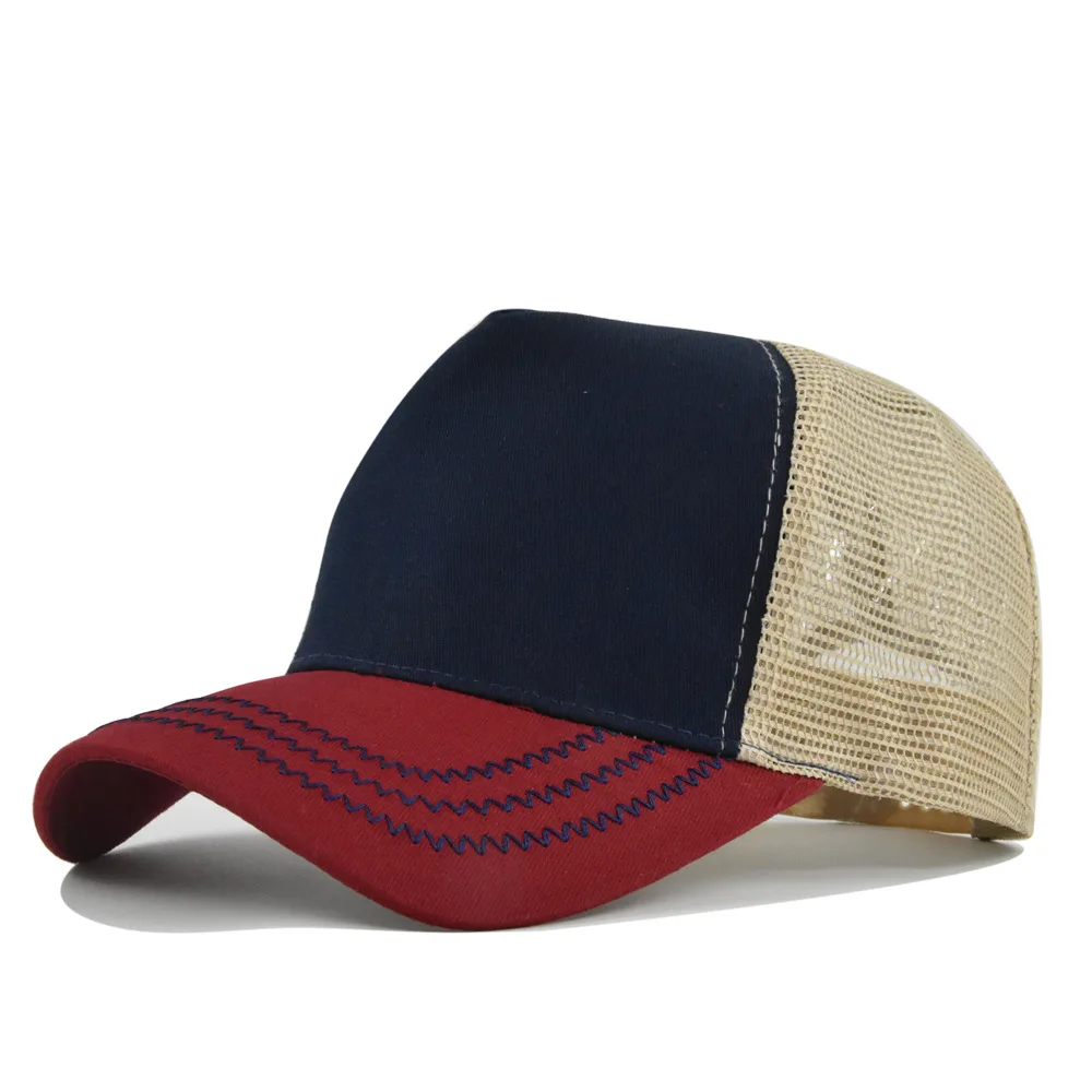 Customized Printed Logo Solid Color Hardtop 5-Piece Baseball Caps Men's And Women's Breathable Mesh Curved Brim Duck Tongue Hats view 2