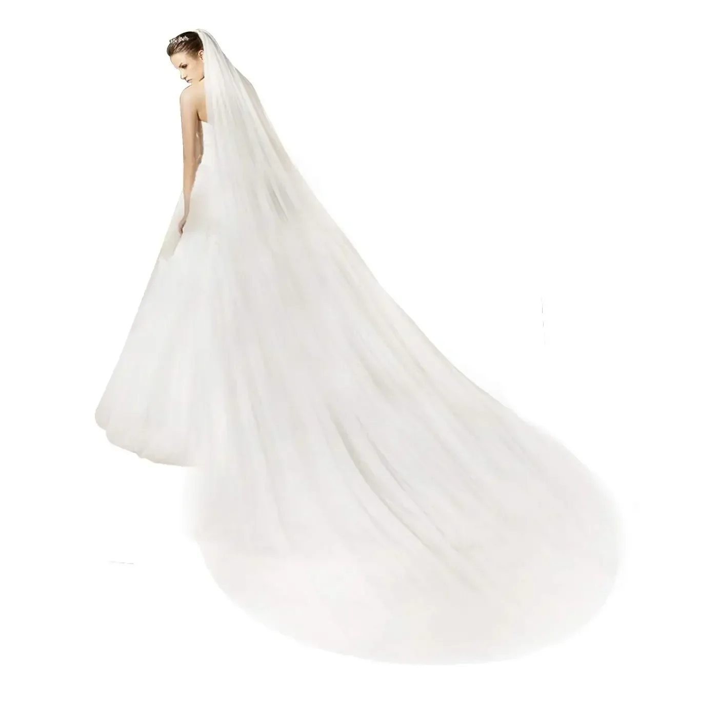 Bridal Wedding Veil 2T 3M Trailing Long Cut Edge with Comb White Ivory  2025