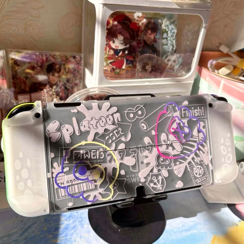 Switch 2 Oled Protective Case Hard Shell Dockable Splatoon 3 Anti Scratch Shockproof Protective Cover For Adult Gamers