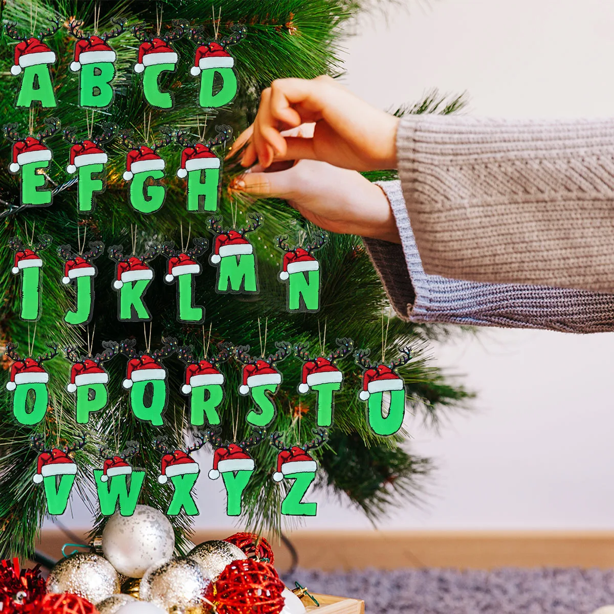 Green Christmas Acrylic Letter Pendant Christmas Decoration for Home 2024 Xmas Tree Hanging Ornament Navidad Natal New Year 2025