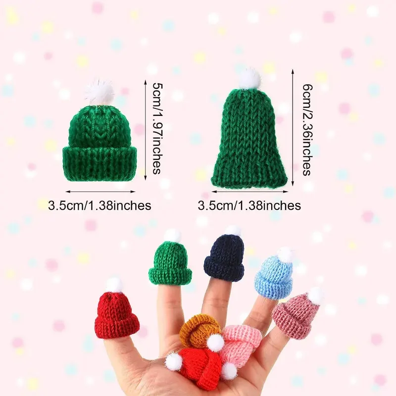 10 pezzi mini cappelli natalizi lavorati a maglia mini cappelli per bambole lavorati a maglia mini cappello di lana per ornamenti natalizi