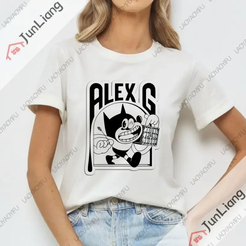 تي شيرت Alex G مضحك مطبوع للجنسين بأكمام قصيرة ورقبة دائرية 100% قطن قميص فضفاض غير رسمي ملابس هاراجوكو