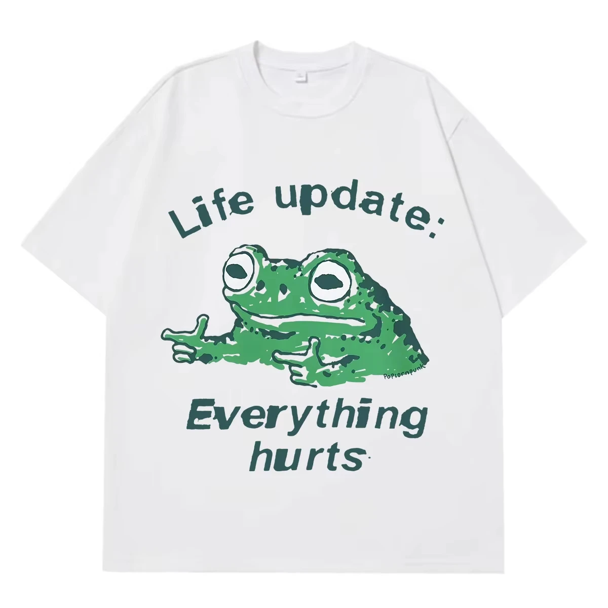 Life Update Everything Hurts Funny Frog Meme T-shirt Men Women Fashion Casual Cotton T-shirt Hip-hop Loose Oversized T-shirts
