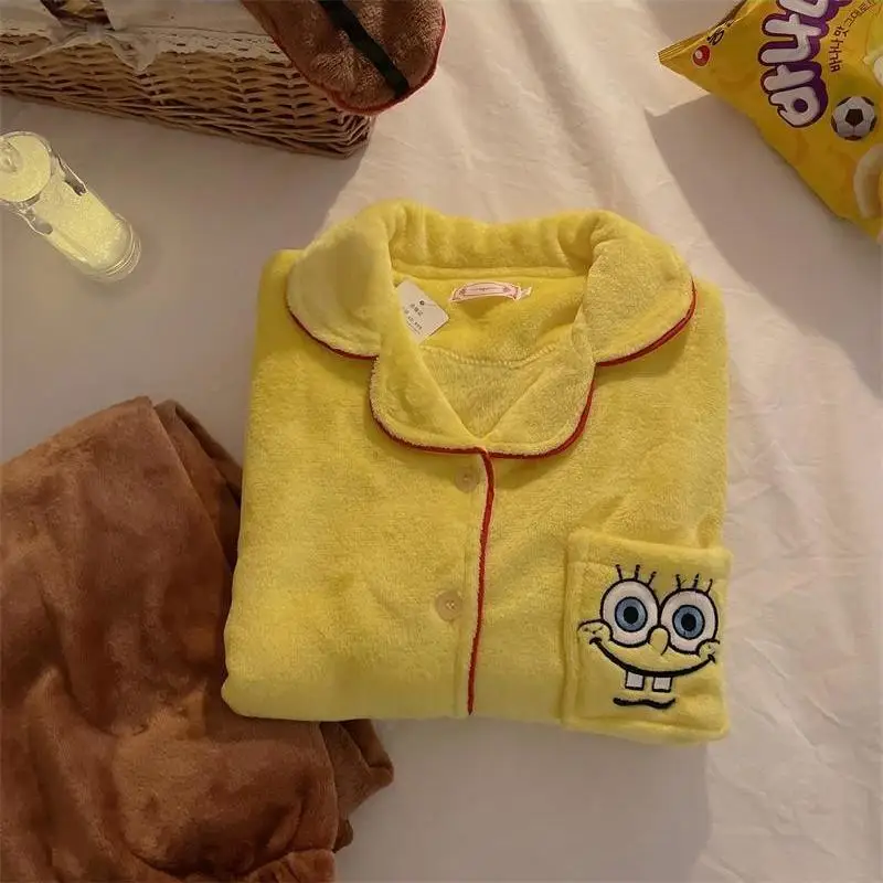 أنيمي سبونجبوب باتريك ستار الكرتون زوجين منامة المرأة نموذج الشتاء رشاقته الدفء المرجان الصوف لطيف صالة الملابس جديد #3