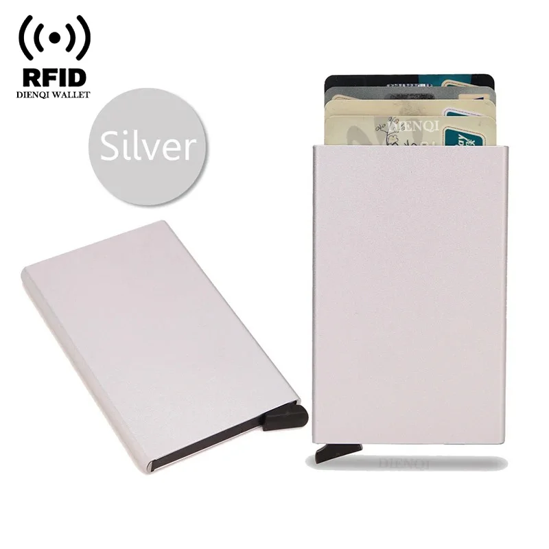Rfid Creditcardhouder Metaal Dun Slanke Slimme Portemonnee Heren Dames Portefeuilles Pop-up Minimalistische Kleine Zwarte Portemonnee Mini Portefeuilles voor Heren