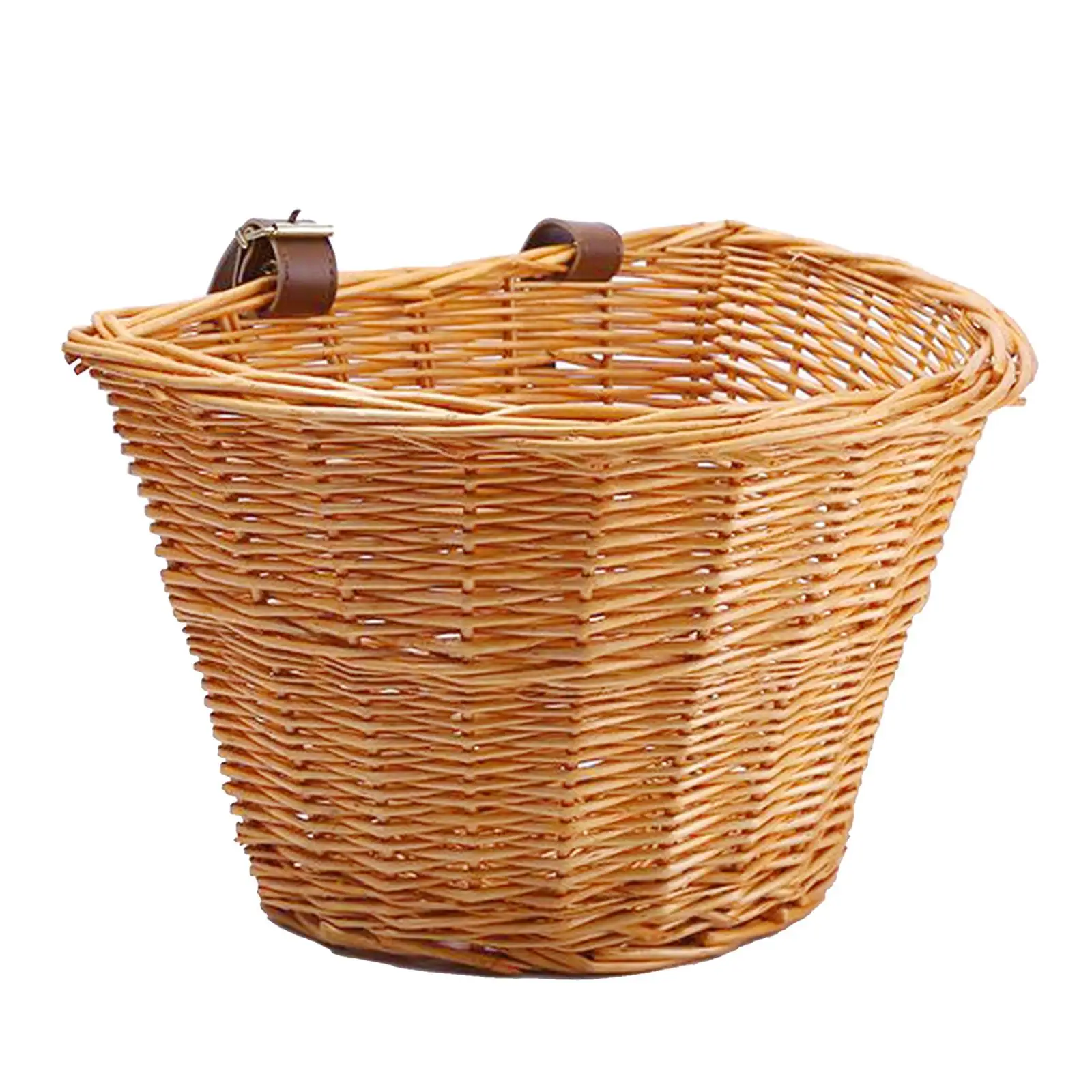 Detachable Bicycle Front Basket Handmade Wicker Handlebar Bike Basket Large Capacity Storage Basket