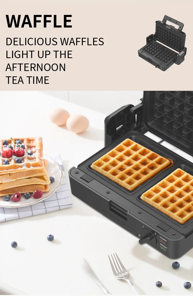 Household Multipurpose Waffle Maker, Sandwich Machine, BBQ Barbecue Non-stick Baking Tray, 1200W High Power,Dropship, 4 in 1