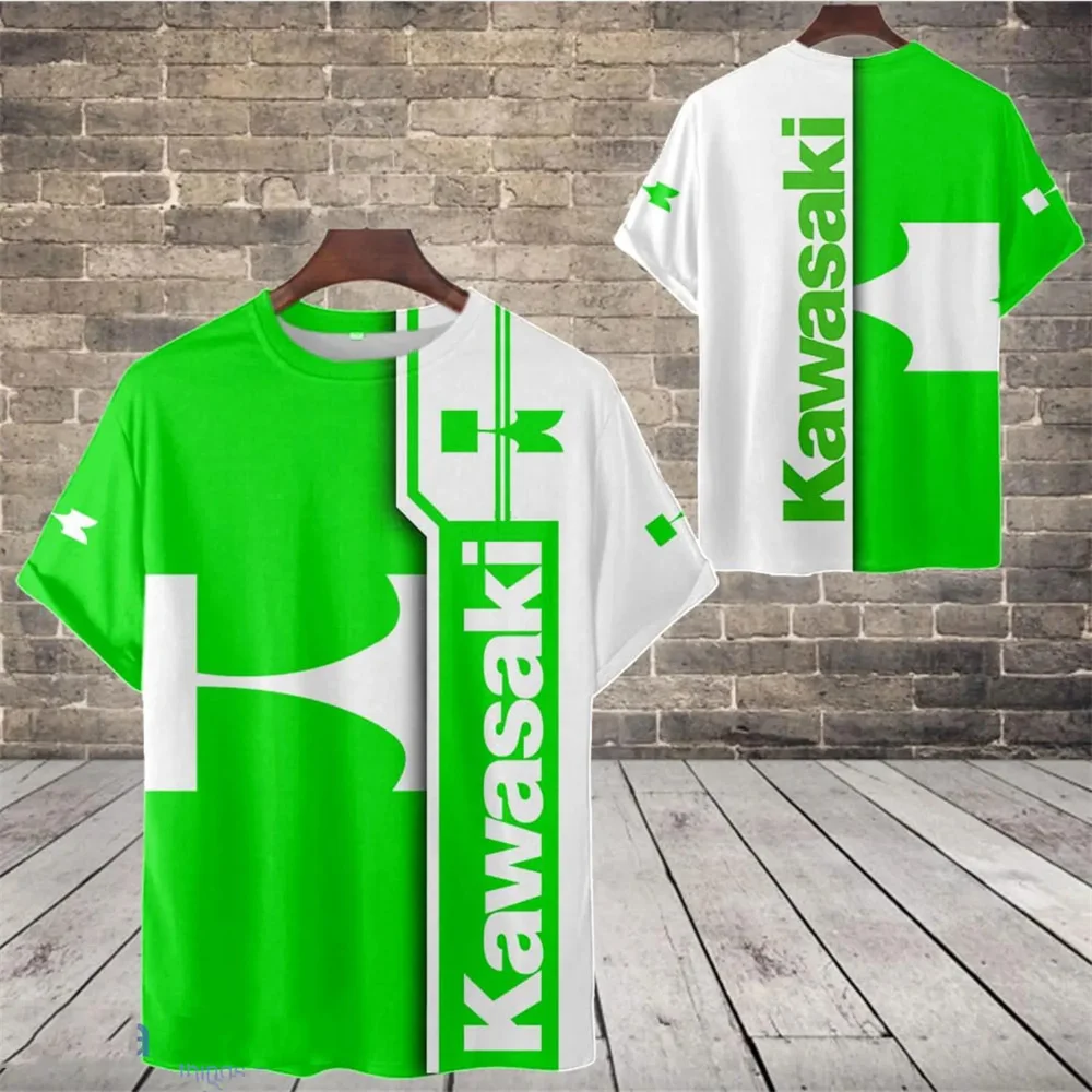 

New Kawasaki Motorcycle Summer Sports T-shirt, Men's T-shirt, Motorcycle Print, Racing Team Clothing, Casual Comfortable Top