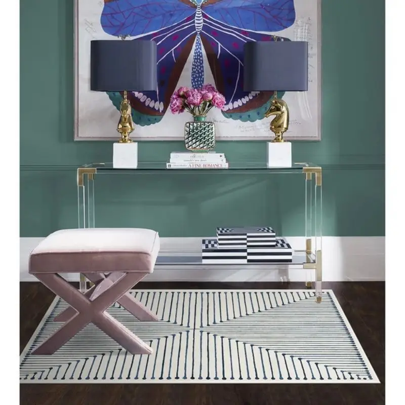 

Soft Black Striped Carpet Light Luxury Simple Nordic Bedroom Bedside Rugs Bathroom Non-slip Absorbent Thickened Floor Mat