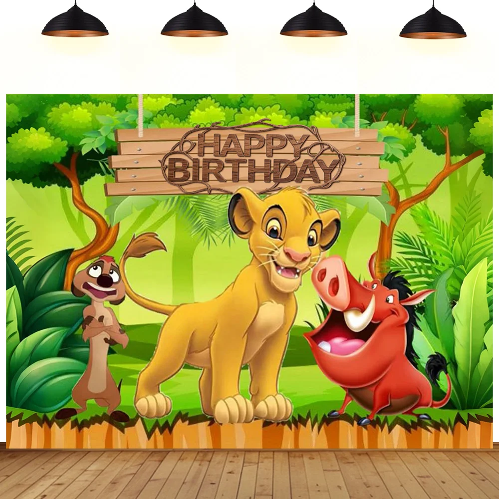 

The Lion King theme birthday party background Simba Pumbaa lion animal African grassland nature forest child birthday gift