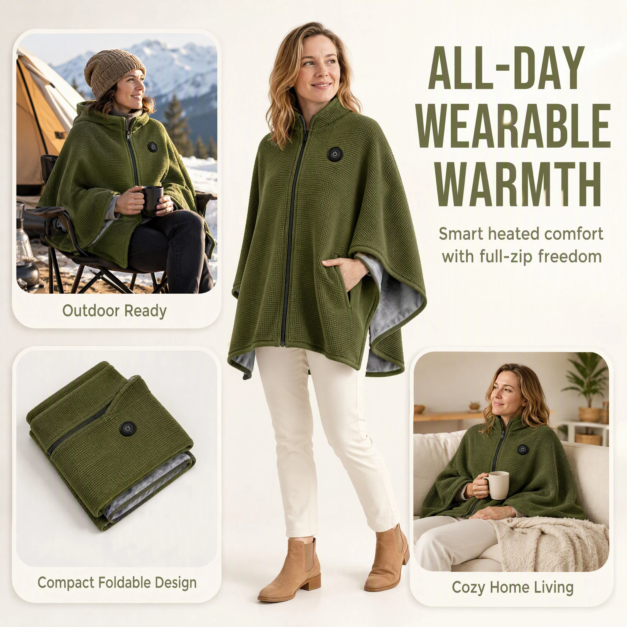 2027 New Heated Shawl Wraps for Women, USB Heated Blanket Shawl with 3 Heat Settings & Fast Heating, Home Outdoor Office Use