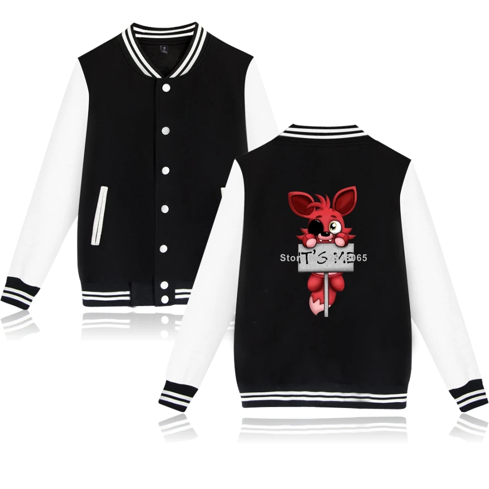 It's Me Kawaii Five Nights At FNAF Plush Foxy Men Baseball Jacket Women Coat Clothing Streetwear Boy Girl Sweatshirt Tops