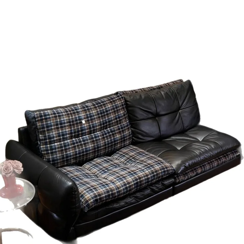 The antique leather burger sofa in the sofa can be switched at will on both sides of the straight row