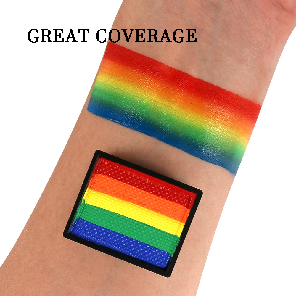 Bowitzki 10g One Stroke Face Paint Split Cakes Sponges Neon Rainbow Water Based Face Body Painting For Adults Hypoallergenicity