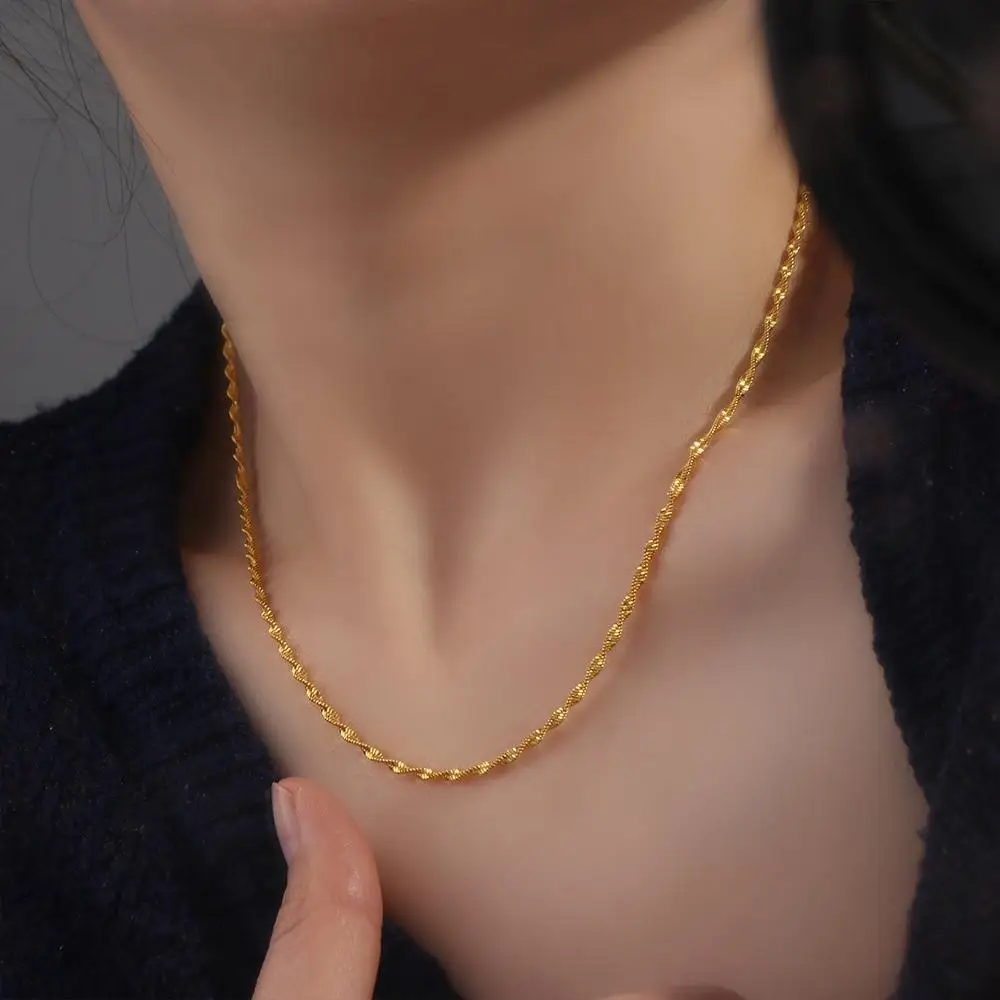 Gift Clavicle Chain Copper Women Jewelry Accessories Vietnam Sand Gold Necklace Without Pendant Necklace Double Layer Chain