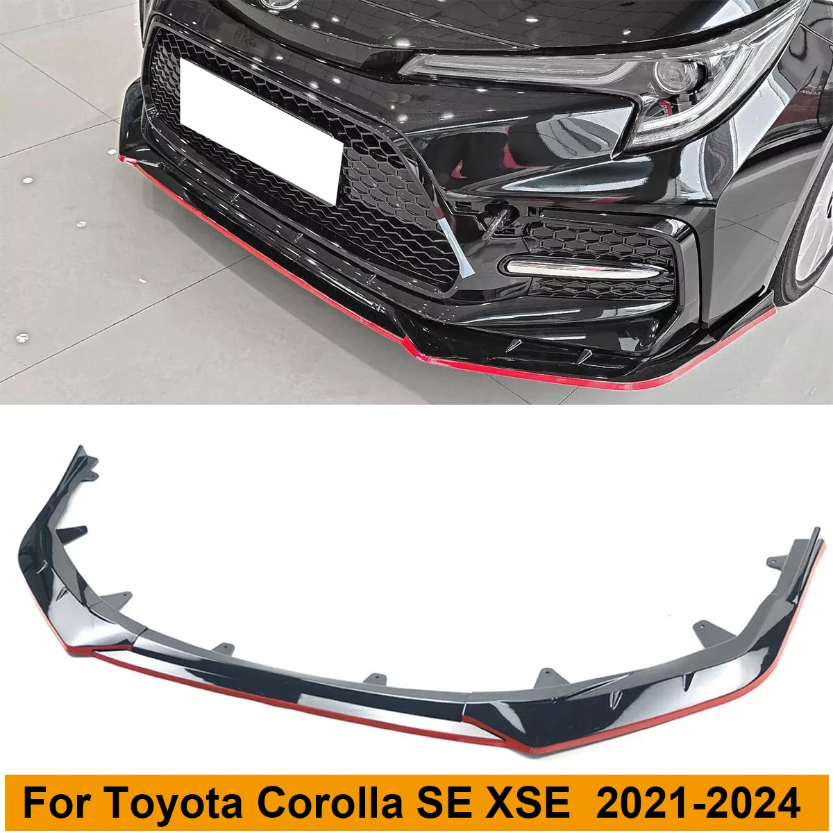 Front Bumper Lip Spoiler For Toyota Corolla SE XSE Sport ONLY 2021-2024 Splitter Detachable Body Kit Cover Guard Car Accessories