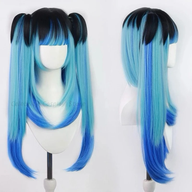 Anime The Hundred Line Last Defense Academy Amemiya Darumi Cosplay Wig Blue Long Hair Heat Resistant Synthetic Wigs Halloween