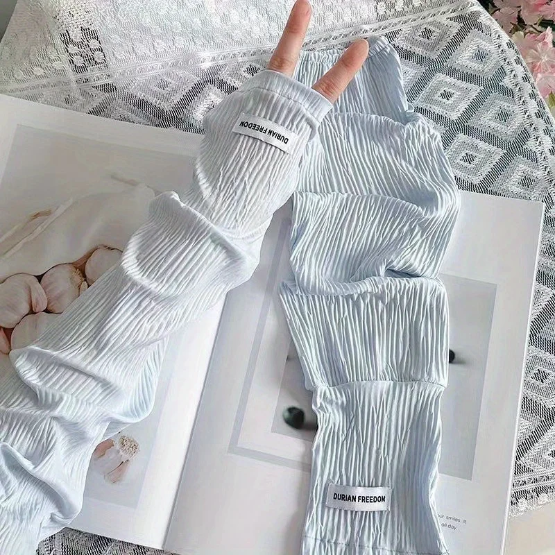 قفازات حماية من الشمس من الحرير الجليدي المختارة بعناية، فضفاضة كبيرة الحجم للقيادة للحماية من الأشعة فوق البنفسجية، قفازات صيفية بأكمام ثلجية