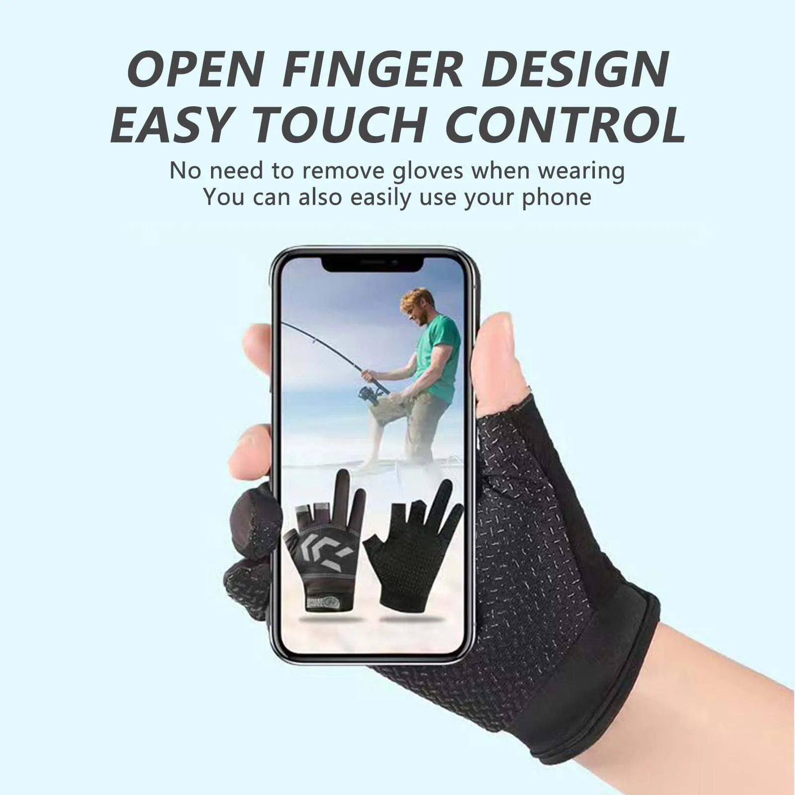 1/2 pair Fishing Gloves Sun Protection 3 Cut Fingers Anti-Slip Breathable Fishing Gloves Suitable for Outdoor Activities image 5