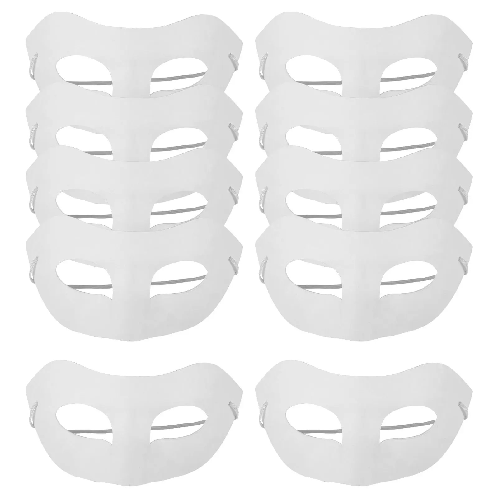 10 Stück leere Masken zum Basteln, weißer Papierzellstoff, halbe DIY-Malerei, unbemalt, Maskerade-Maske, Dekor, Erwachsene, Party, Cosplay