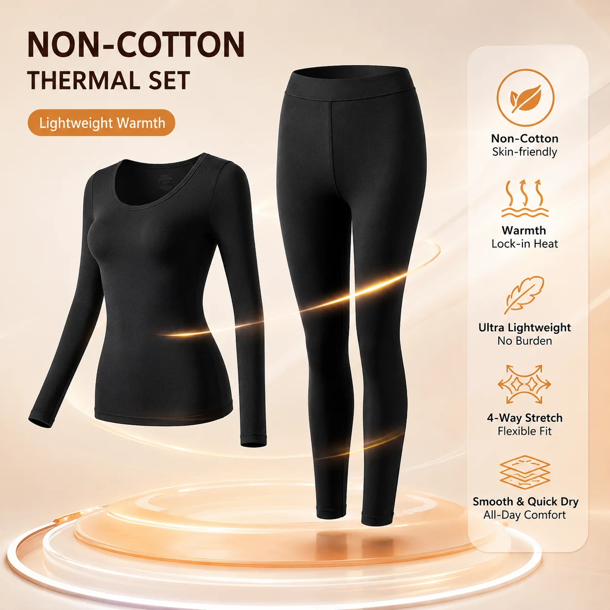 Ensemble de sous-vêtements thermiques non en coton, légers, chauds, doux pour la peau, séchage rapide, extensibles dans les 4 sens, couche de base pour femmes en hiver