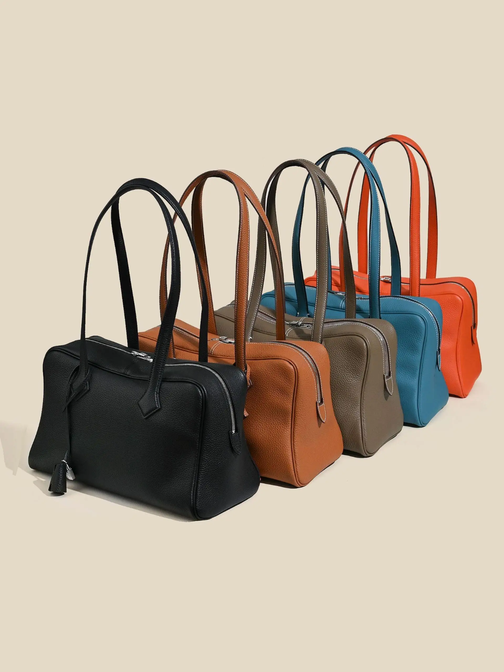 

Новая кожаная сумка-тоут Victoria Boston 2024 из воловьей кожи, большая вместительная сумка через плечо, повседневная мягкая сумка