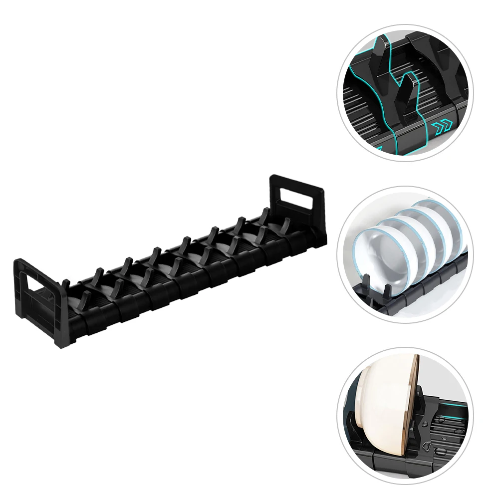 

Adjustable Dish Rack Black Small Plastic Drying Rack Kitchen Counter Drainboard Bowl Plate Holder Pp Material Space-Saving