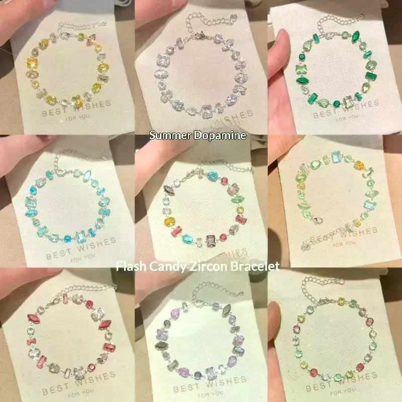 Sparkly Cubic Zirconia Beaded Bracelet Sweet Fashion Crystal Bracelet Women Jewelry Daily Party Gift