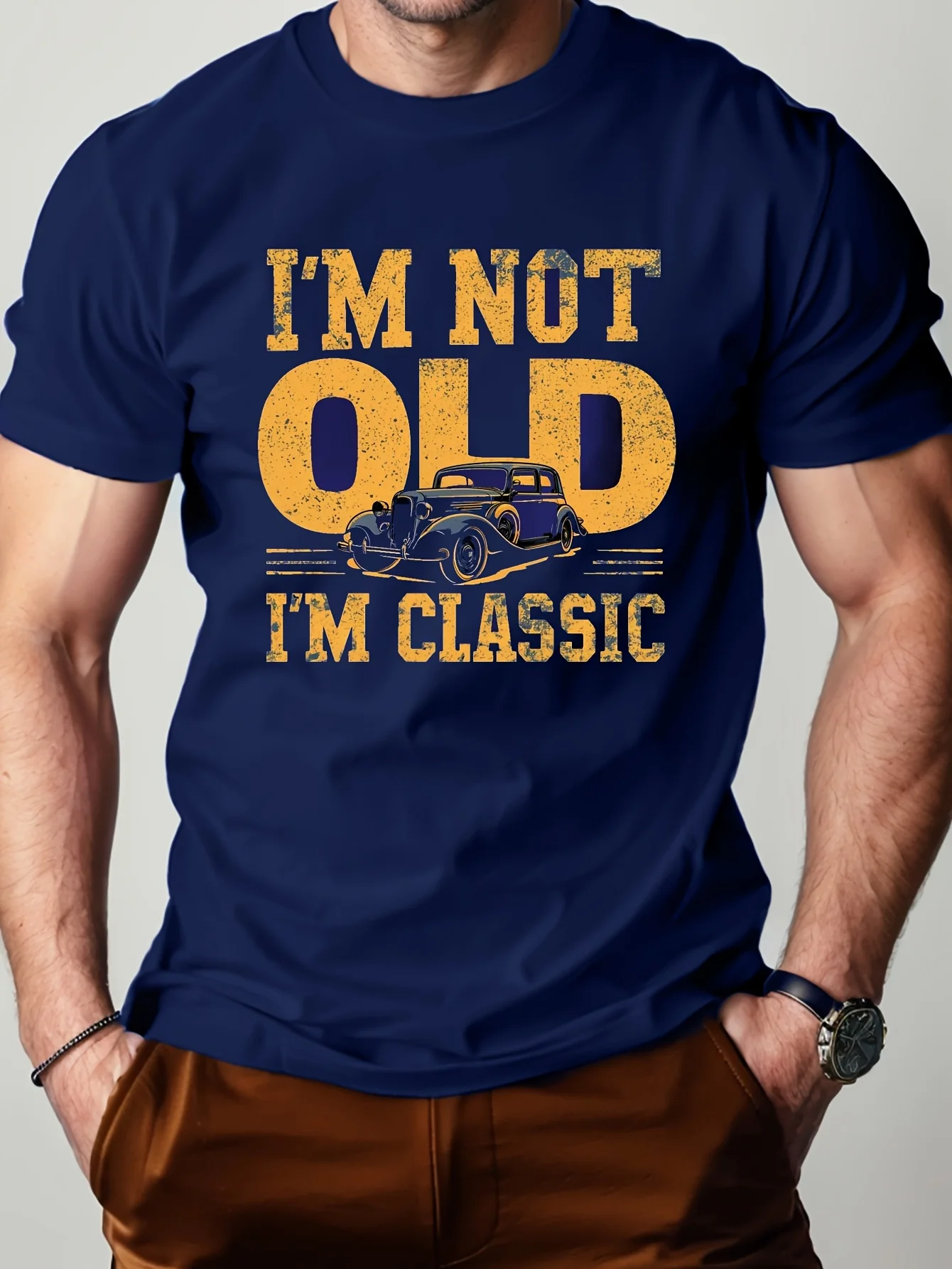 I Am Not Old I Am A Classic Printed Pattern T-shirt with Breathable Basic Casual Style Daily Commuting Soft and Skin Friendly
