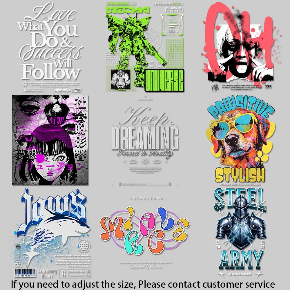 Street Art Graffiti Designs Sci - Fi Mecha Visuals Dynamic Shark Illustrations heat transfer sticker for clothes DIY Decoration