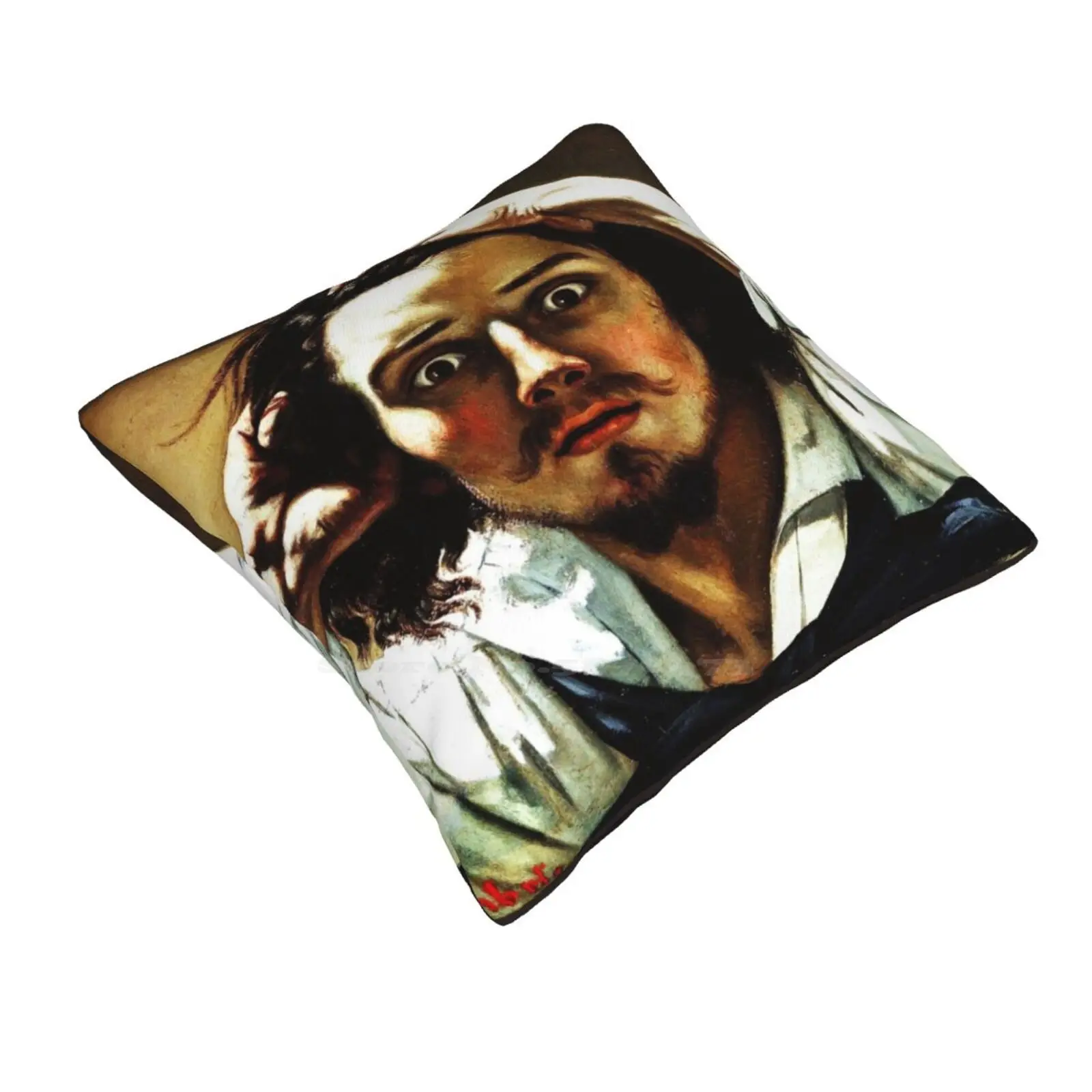 The Desperate Man Throw Cushion Pillow Cover The Desperate Man Depression Artist Gustave Courbet Madness