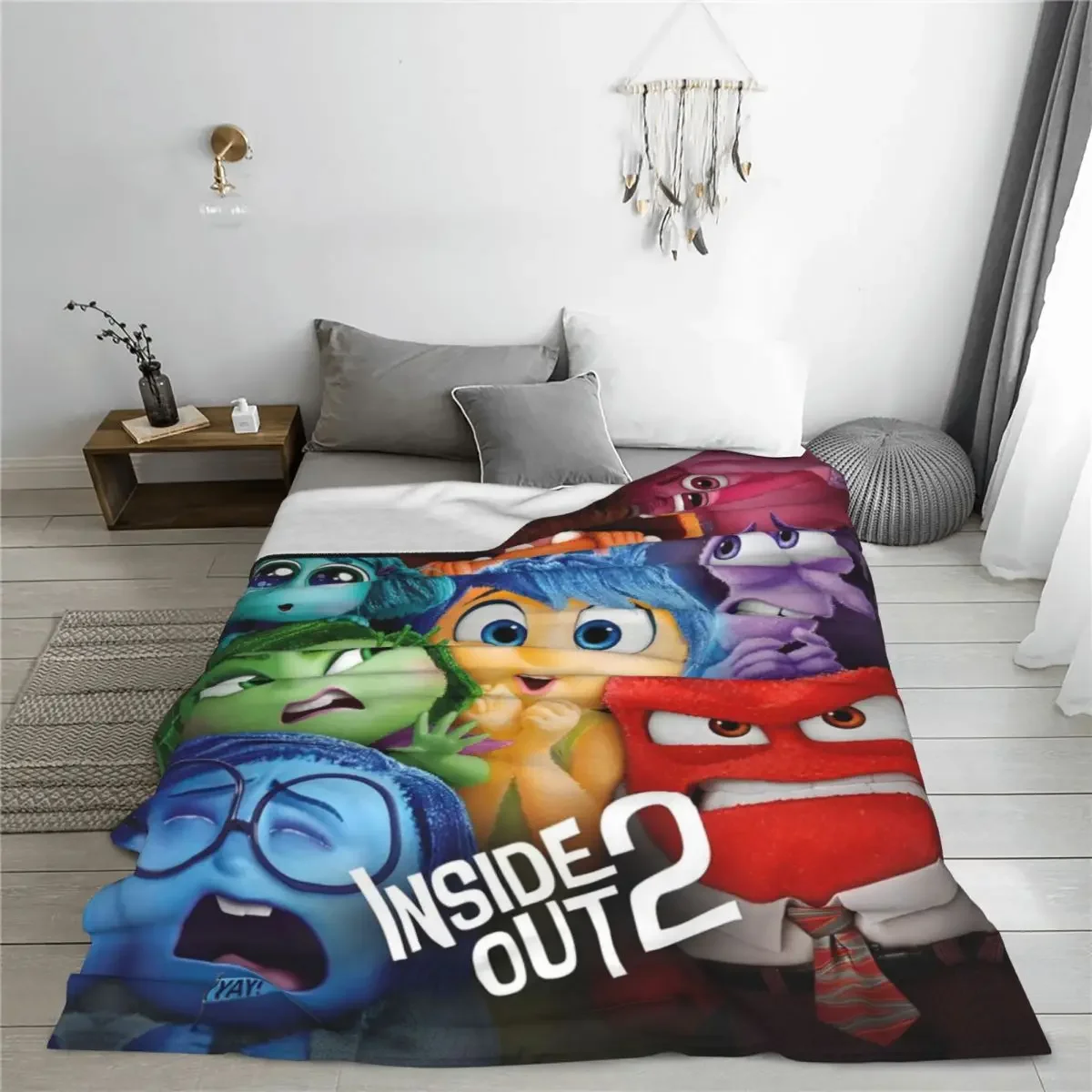 Emotions Inside Out 2 Cartoon 2024 Movie Blanket For Home Decor Graphic Print Micro Flannel Throw Blankets Gifts For Friend