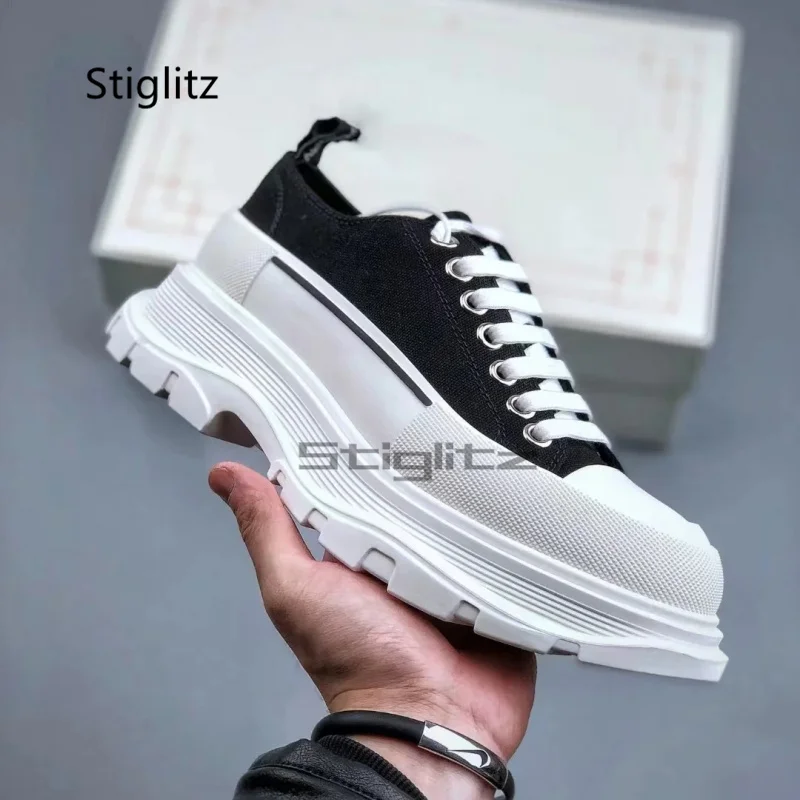 

Thick Soled Men's Canvas Sports Shoes Fashion Casual Sneakers Coupon Shoes Heightening Lace Up Outdoor Women Running Shoes