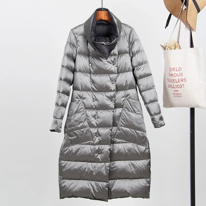 Fitaylor piumino d'anatra bianco giacca ultraleggera donna inverno Double Sided Slim piumino monopetto parka