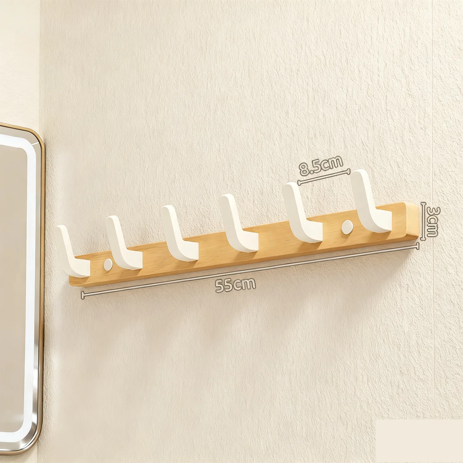 Kapstok Wandmontageplank Ingang Muurhanger voor handdoeken Houten kapstokken Haakopbergrek voor slaapkamer Badkamer Keuken