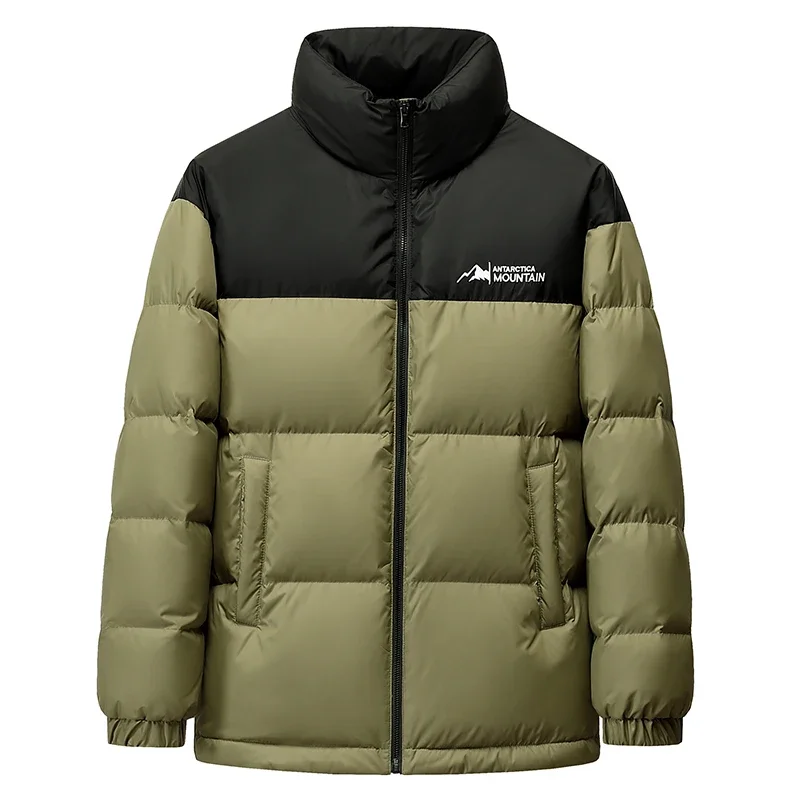 

YEAE autumn and winter stand-up collar stitching contrast color sports short down jacket men and women warm coat jacket