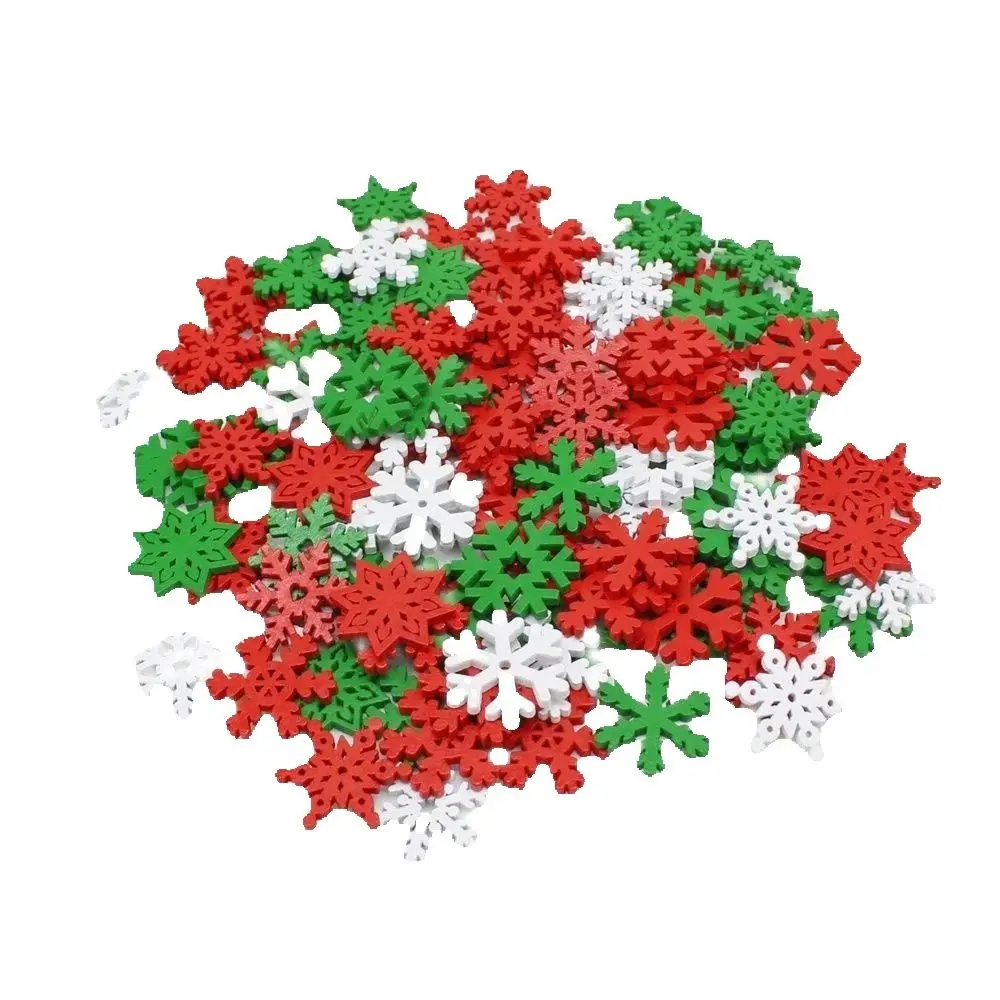 50pcs/lot Decorative snowflake buttons for DIY  Handmade Craft patches 25mm Handmade Xmas snowflake Wood chip
