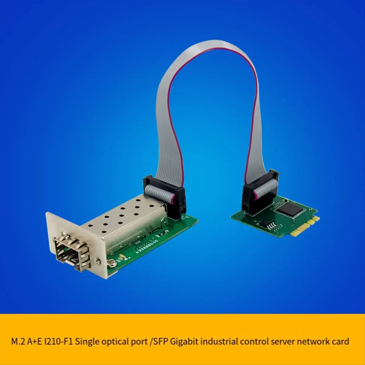 

M.2 A E Key to 1 Port SFP Network Card 10/100/1000Mbps Gigabit Ethernet NIC Network Card Single Fiber Port I210AS