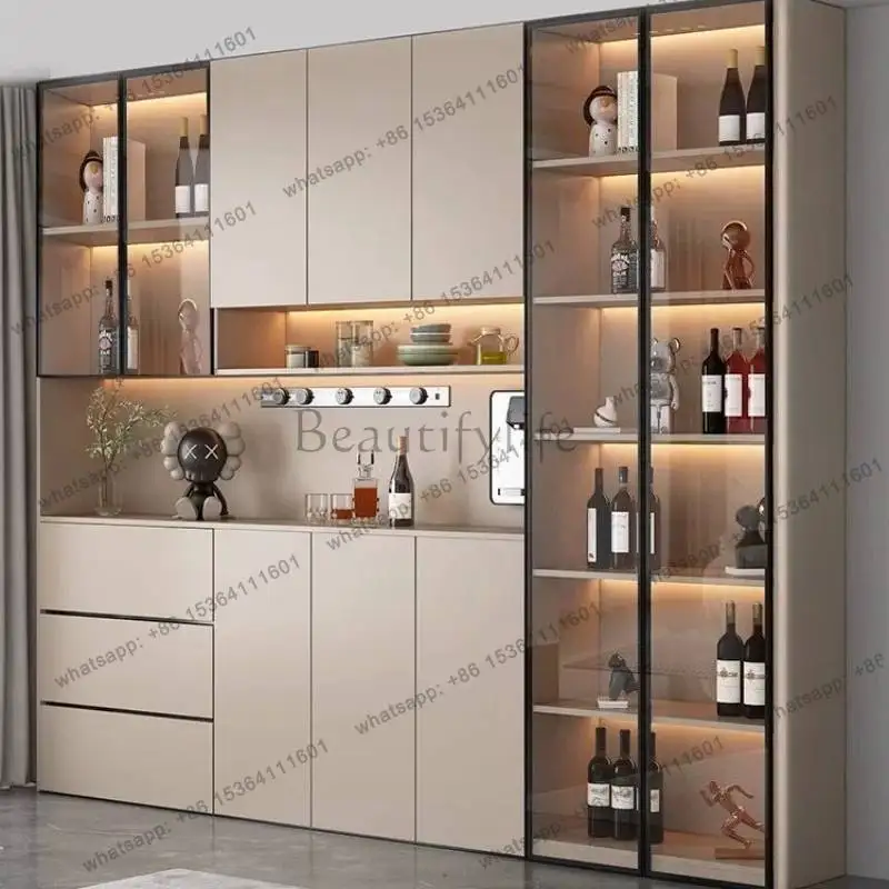 LSEuropean Kitchen Cabinets Organizer Shelf Narrow Nordic Luxury Storage Cabinets Wooden Strong Meuble Rangement Furniture Home