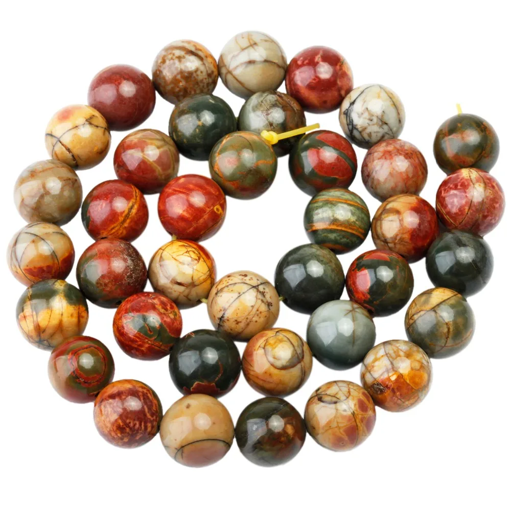

TUMBEELLUWA 8-10mm Natural Picasso Stone Smooth Round Loose Beads For Jewelry Making Jewelry Accessories 15 Inchs/Strand