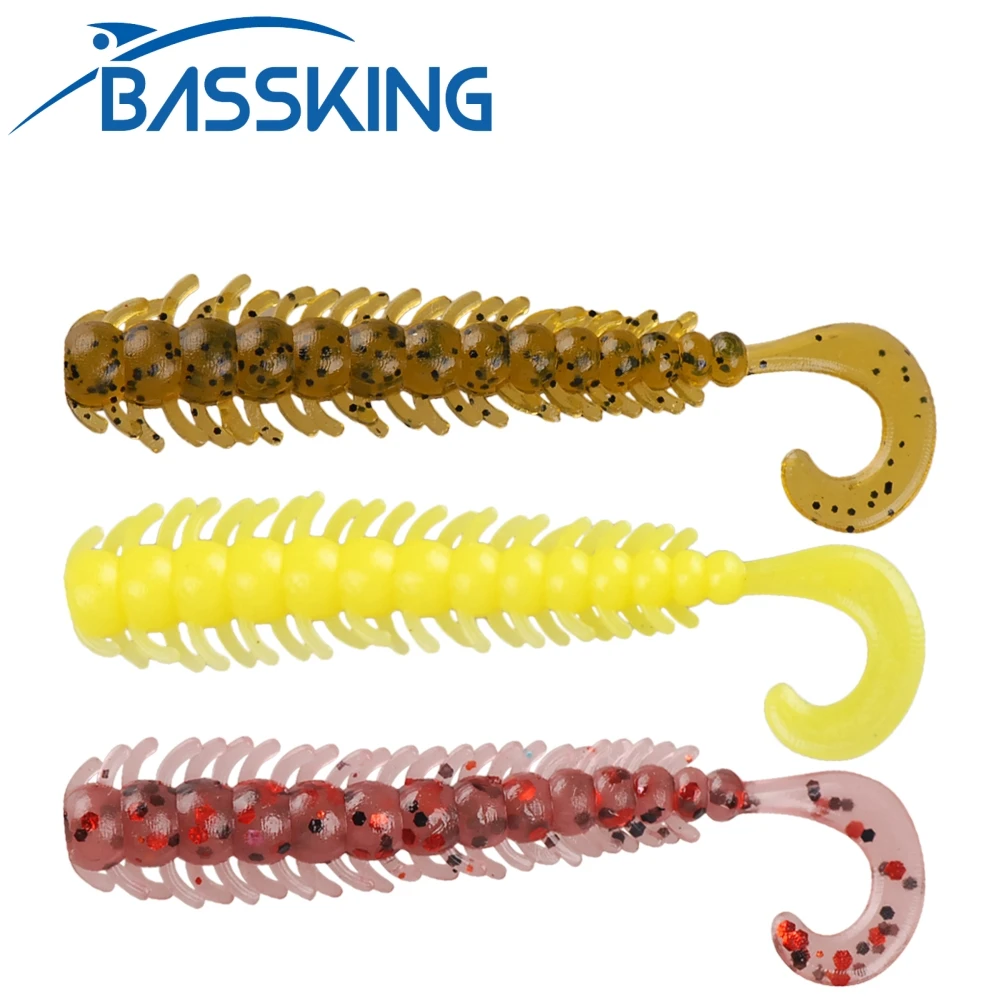 BASSKING 24 sztuk 5cm 0.5g Sandworm miękka przynęta wędkarska realistyczne Maggot Centipede Worm Bait woblery karp Bass silikonowy sprzęt do łowienia okoni