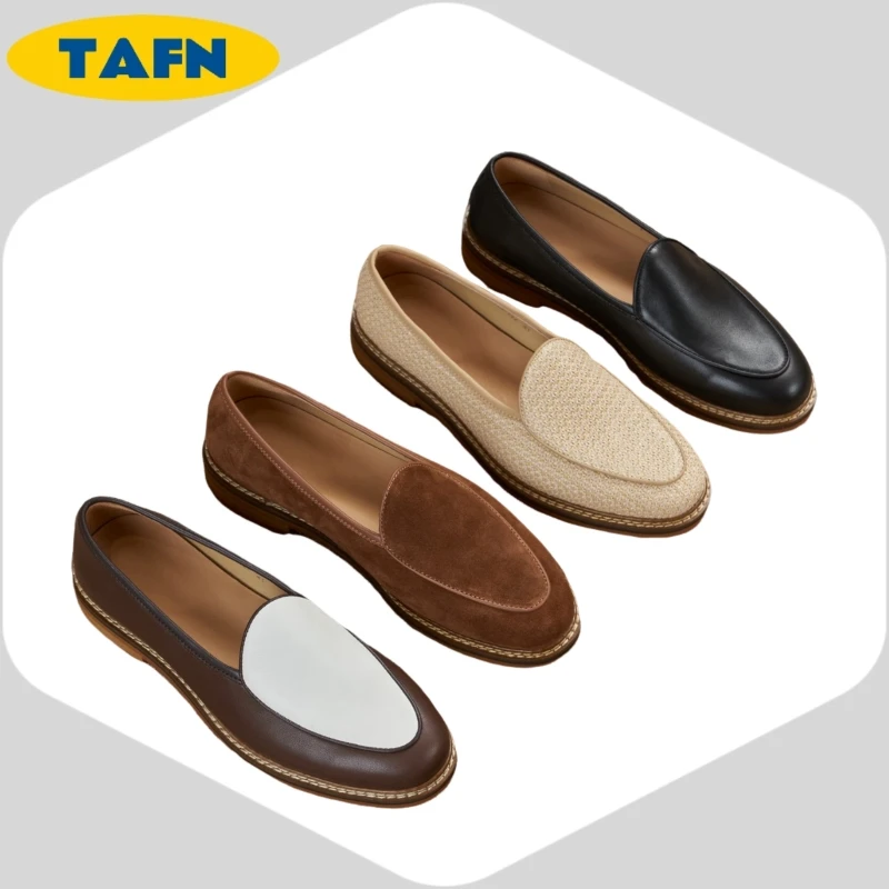 

Calfskin Cow Suede Handmade Hemp Rope Woven Men's Summer Loafers with Breathable Material AE2023